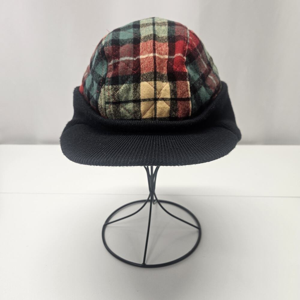 Vintage Pendleton brim hat, multicolor red navy flannel size medium retro unisex